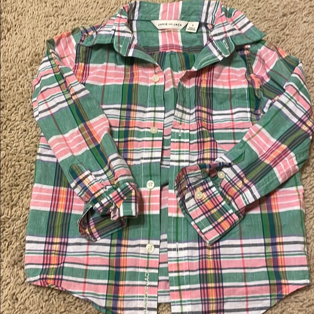EUC Plaid Janie & Jack Cotton Long Sleeve - Sz3T